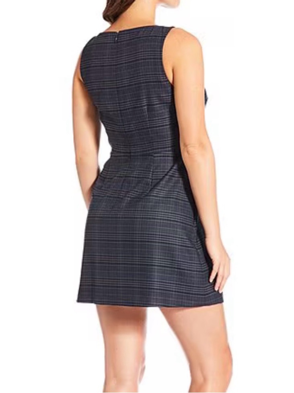 NWT Gianni Bini Charlotte Crepe Plaid Print Boat Neck Sleeveless A-Line Dress 12 - Picture 4 of 11